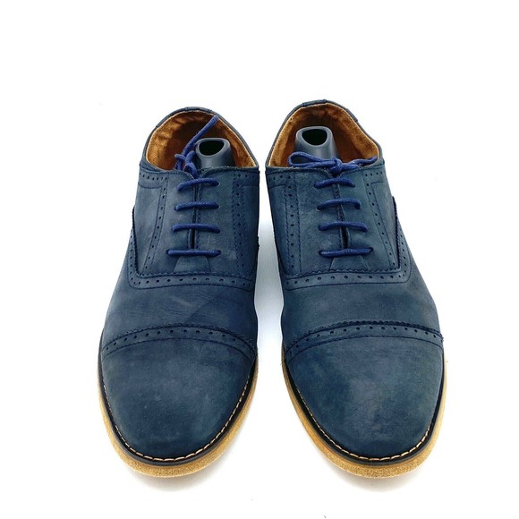 Steve Madden Blue Mens Joistt #752 Cap Toe Oxford Men’s Dress Shoes 10D - Picture 1 of 14